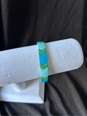 Plunder Teal and Mint Chevron Tile Stretch Bracelet